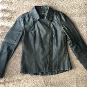 Gray Vegan Leather Moto Jacket
